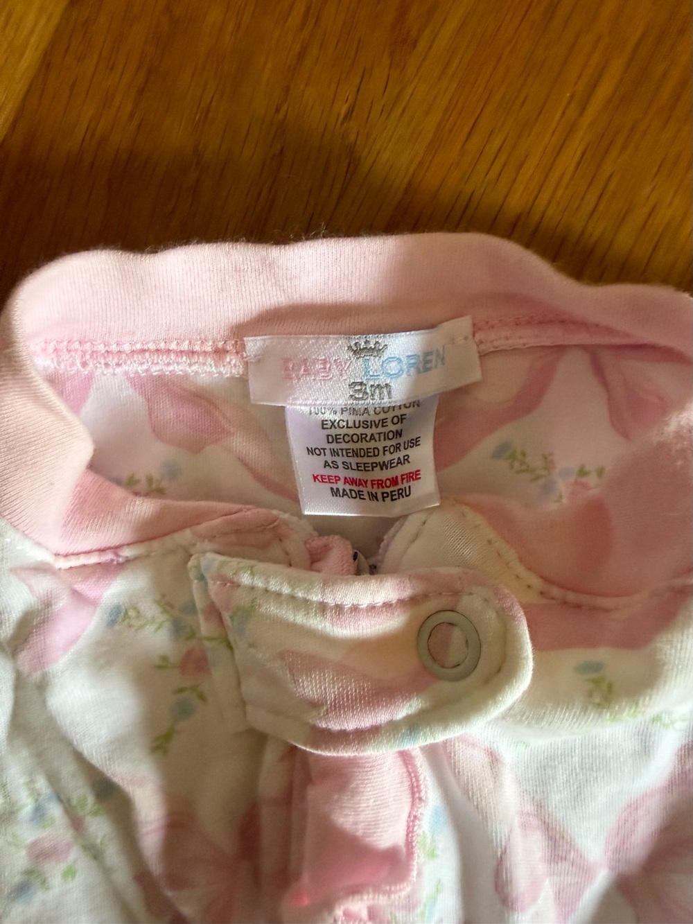 Baby Loren Pink Bow onesie pajamas - Picture 4 of 5